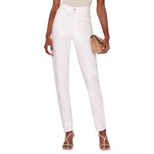 Mother SNACKS High Waisted White Twizzy Skimp Straight Leg Jeans Size 28